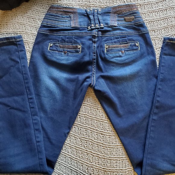 TUSH PUSH Jr. women dark wash stretch jeans size 1 - Picture 2 of 11